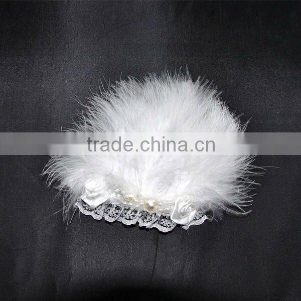 Beautiful white lace and feather for Wedding Headwear