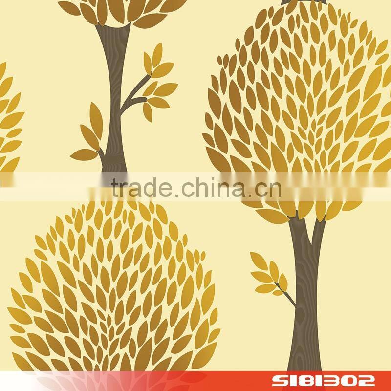 golden tree leaves pvc wallpaper wallcovering S181302