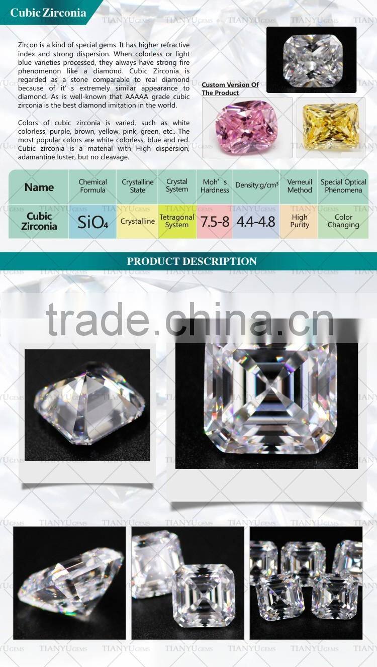 Wholesale12*12mm Big Asscher Cut AAAAA D White American Loose Cubic Zirconia Stones