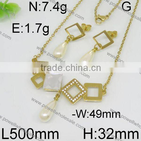 Fashion new designs stainless steel gold plated saudi 22k gold jewelry set