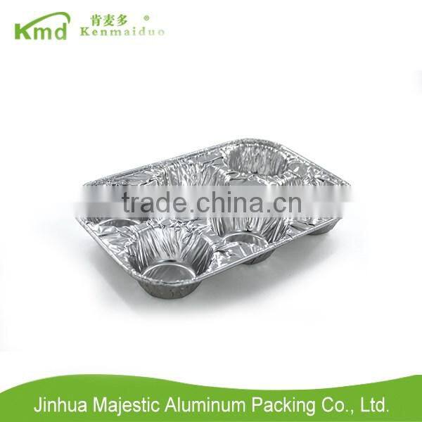 2016 New Style Aluminum Foil 6 MUFFIN PAN 10*6.5*1.25''