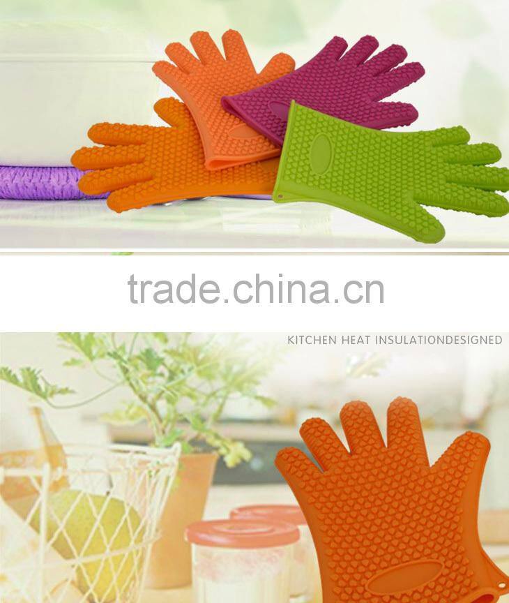Kitchen Cooking Gloves Microwave Oven Non-slip Mitt Heat Resistant Silicone Glove Cooking Baking BBQ Oven Pot Holder Mitt
