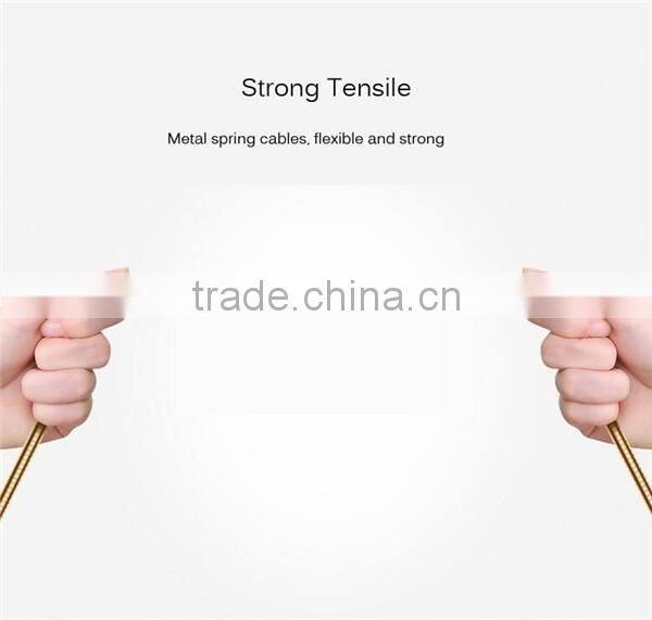 Newest spring metal mobile phone usb charger data cable for iphone