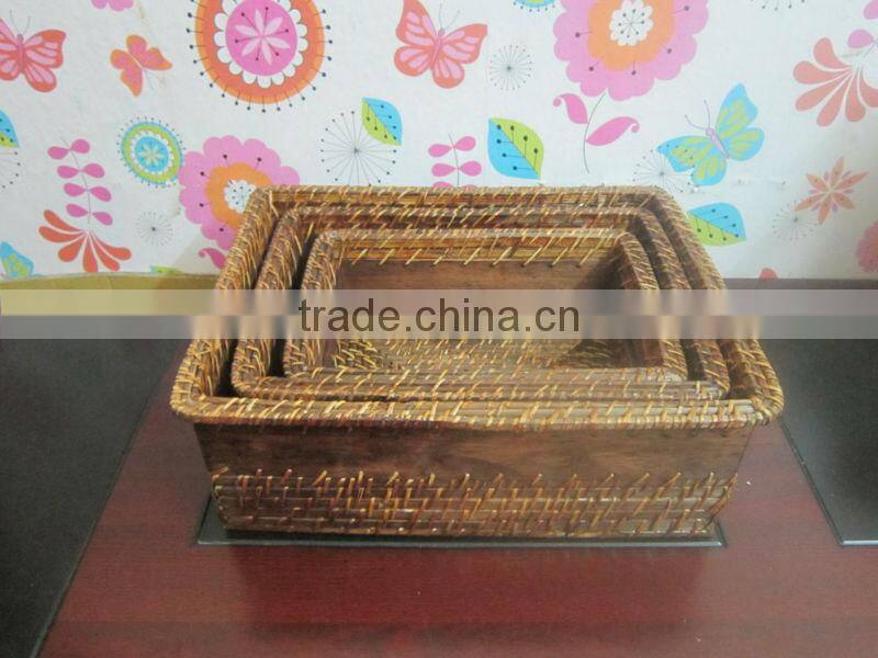 wholesale paper napkins storage bamboo rattan basket from Vietnam