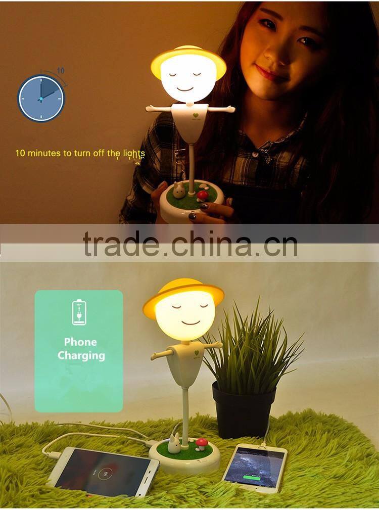3D Scarecrow Kid's Night Light with Power Bank USB Rechargeable LED Table Lamp