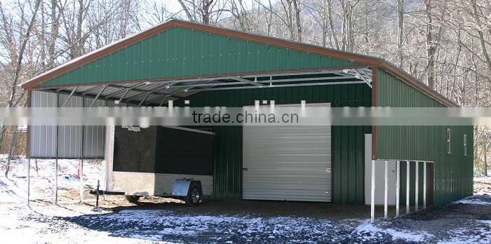 Metal garage with galvanized steel frame carport