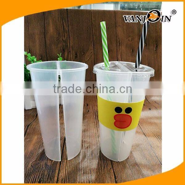 Resable Popular Cheap 24oz Plastic Straw Cup with Plastic Lids