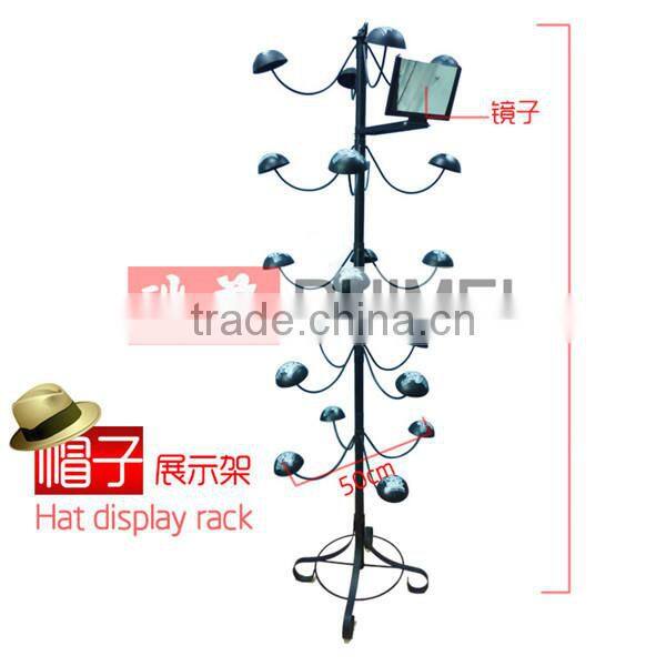 Special Retail Hat Cap Metal Rack Rotating Spinner Floor Standing