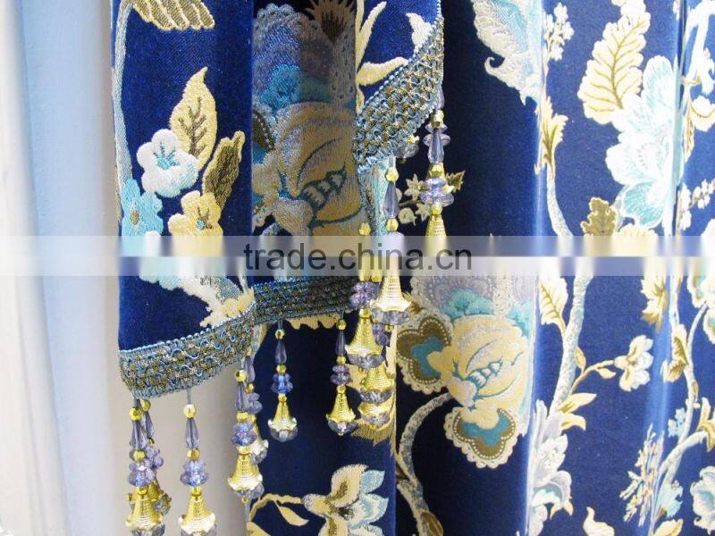Noble Luxury Design Embroidery Ready Made Curtain with Valance and Sheer Set