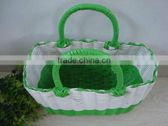 wholesale round flat plastic rattan basket plastic basket for fruit plastic bread basket