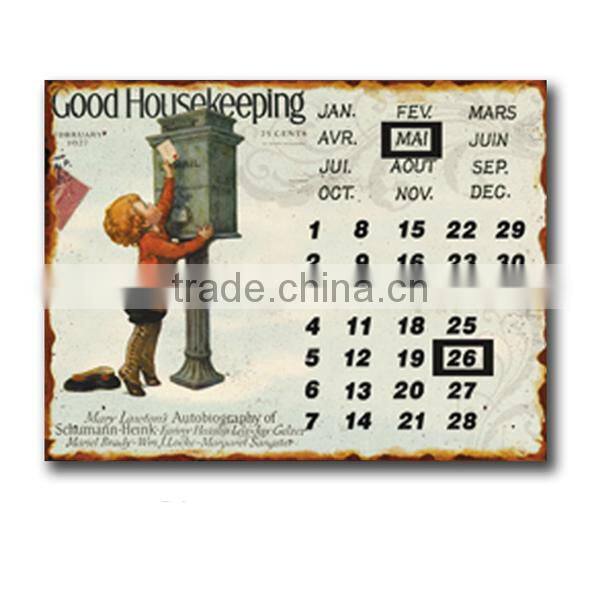 Cheapest!!!Vintage Metal Decorative Sign Metal Wall Plaque Metal Calendar