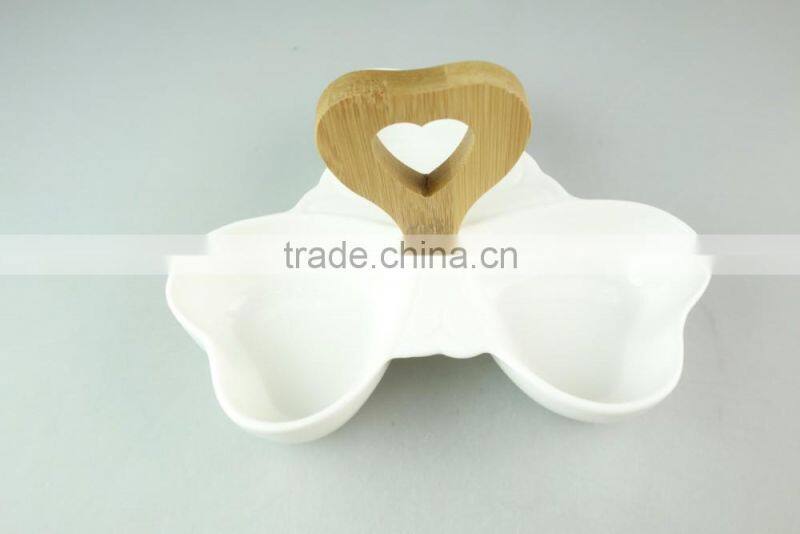 White Custom serving platters snake plate with wooden handle