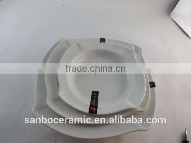 Wholesale White Porcelain Dinner Soup Plate Set Rhombus-Shaped