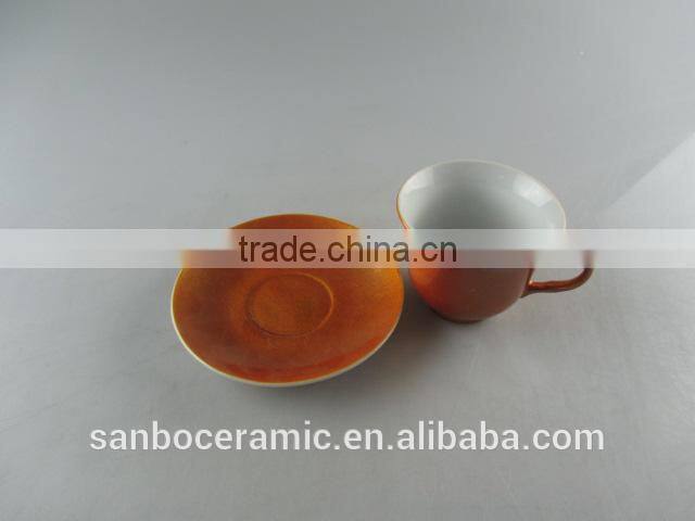 Hot sale Colorful porcelain coffee cup set, High Quanlity Ceramic Glaze Cup and Saucer with Gift Box