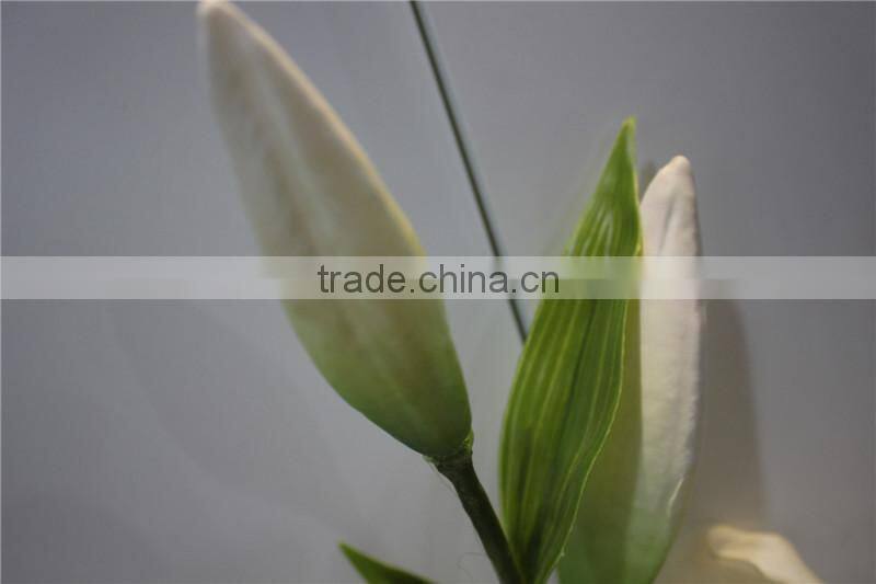 hot sale brand name decorative artificial two flowers two buds lily