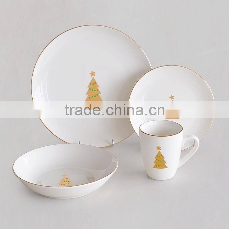 20pcs porcelain dinner set with gold decal and lines gold designs dinnerware set