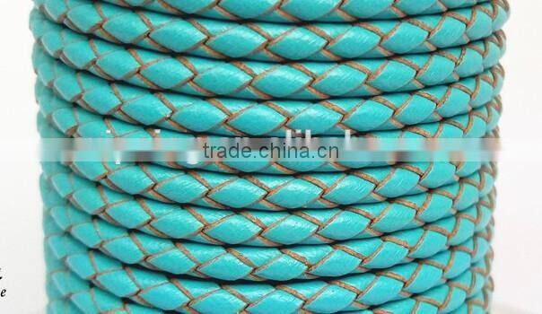colorful real leather handmade weave lanyard / round leather rope