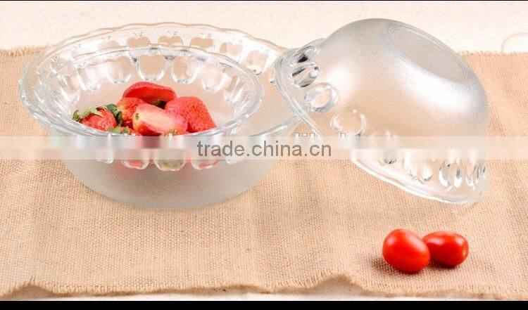 apple embossed glass fruit sugar salad bowl