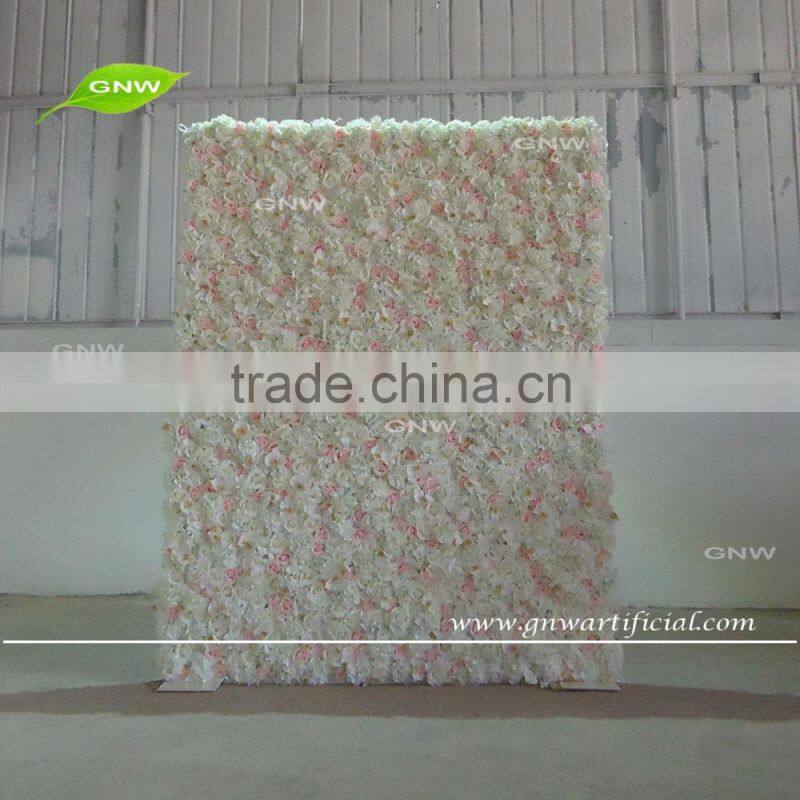 GNW FLW161116-002 New style white and light pink mix flower wall for wedding backdrop decor
