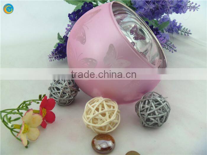 Romantic round pink butterfly wedding candlestick