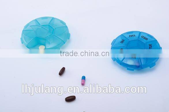 Useful Plastic round pill box / plastic round weekly pill box