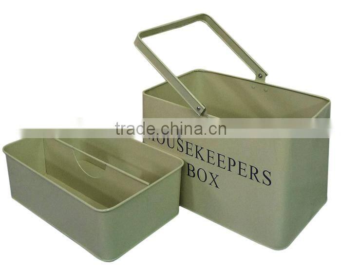 Metal storage box and housekeepers box for home use