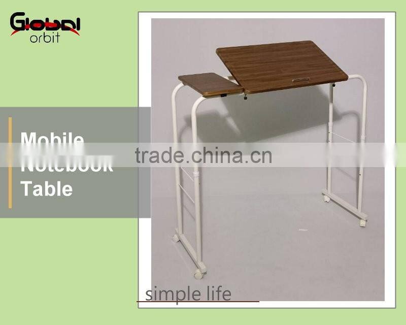 Black Laptop Cart, Computer Stand with Adjustable Table Top and Casters