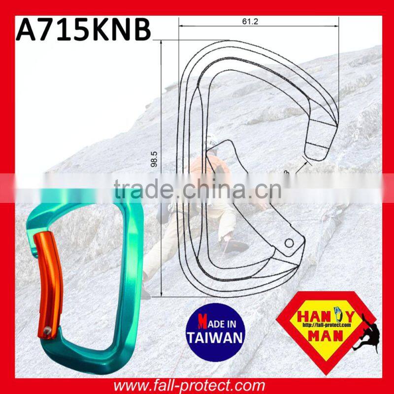 25KN Bent Gate Mountaineer Climbing Aluminum Carabiner For Rescue