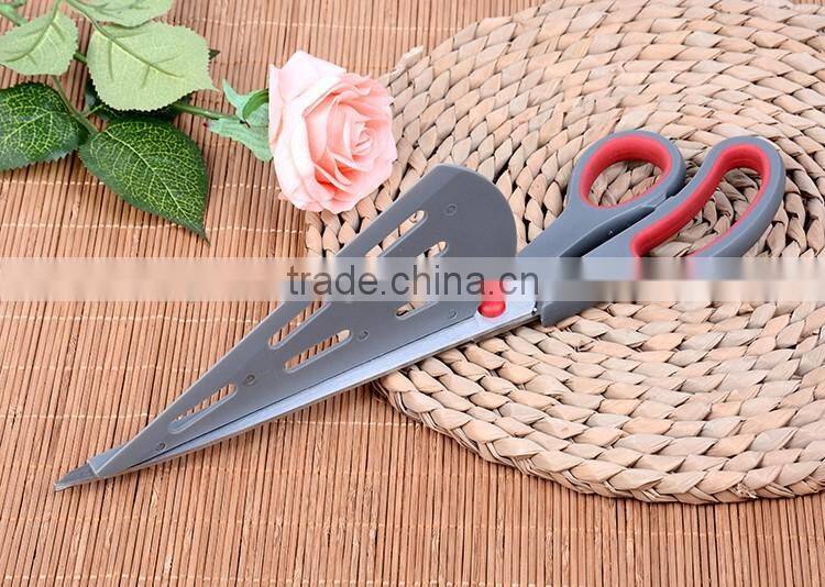 2016 Multifunctional stainless steel pizza scissors with rubber soft tpr handle /rubber scissors
