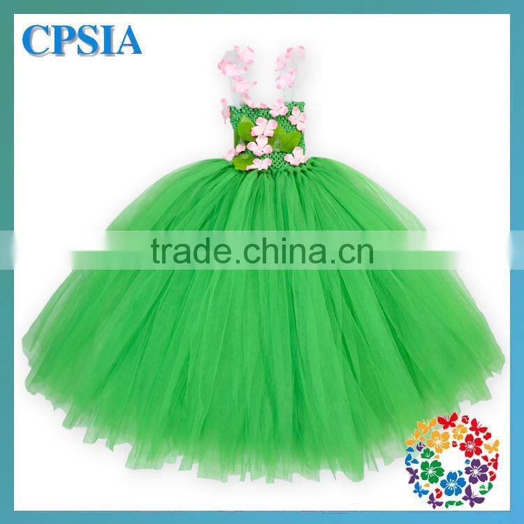 2015 High quality dresses Sleeveless green one piece girls party dresses girls long dresses