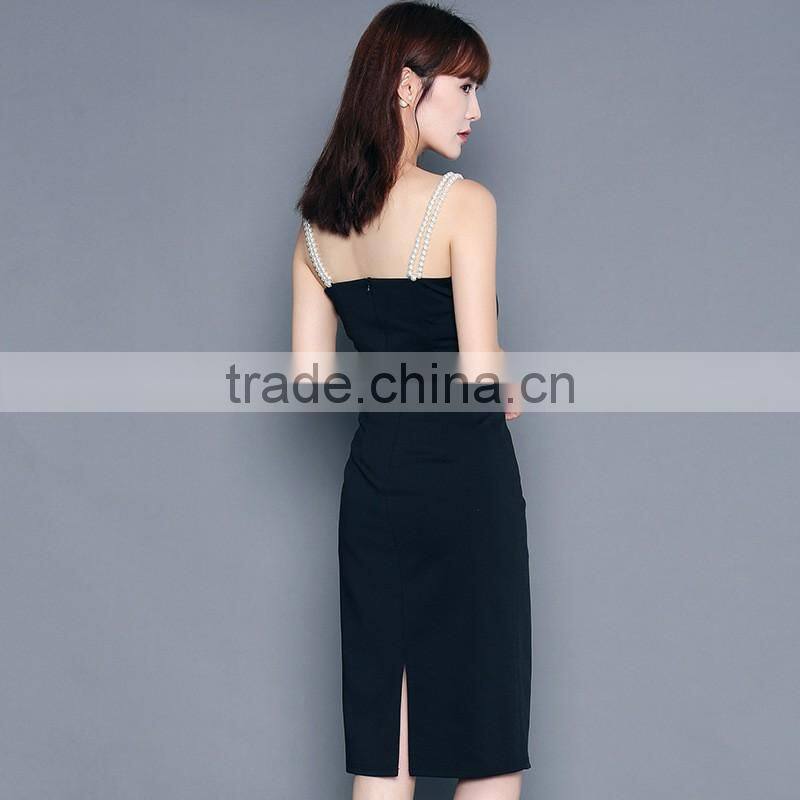 New arrival 2016 high quality black slip dress sexy party dress evening dress