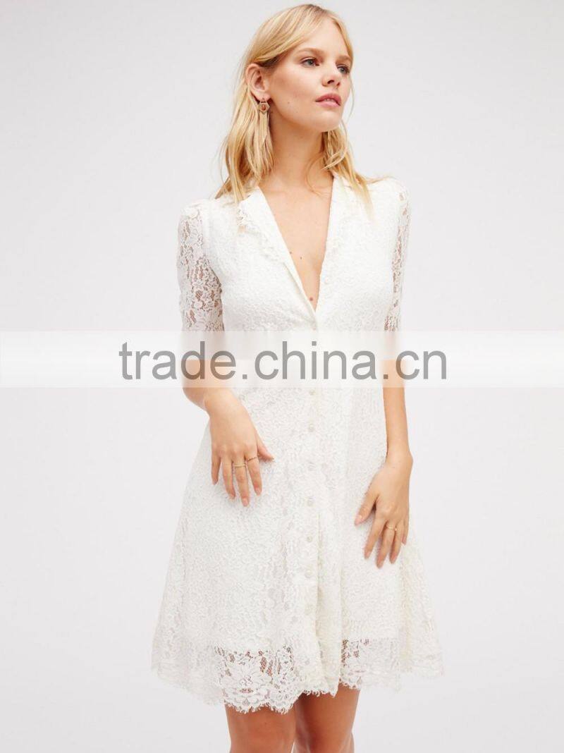 Hot Selling short white lace dress Wholesale from Factory supply