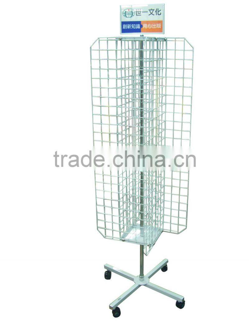 Rotating wire mesh display racks and stands