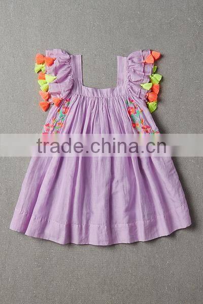 New fashion kids clothing designer one piece dress bule plaid children princess summer dress