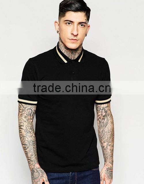 High quality casual fit men black pique polo shirt manufacturer in China