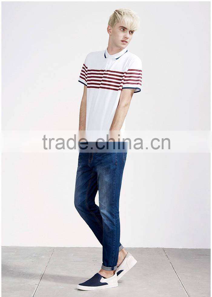 Casual white and red stripe no label polo shirts
