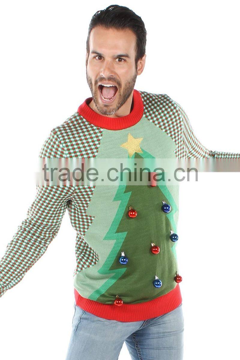 Christmas tree design for unisex oem knitting sweater wholesale ugly christmas sweaters