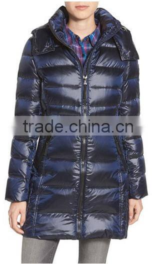 Convertible Stand Collar Stylish Ladies Elegant Long Padding Quilting Jacket For The Winter