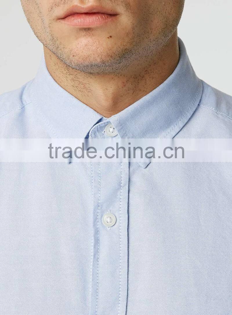 2016 latest Blue Oxford Long Sleeve Casual Shirt