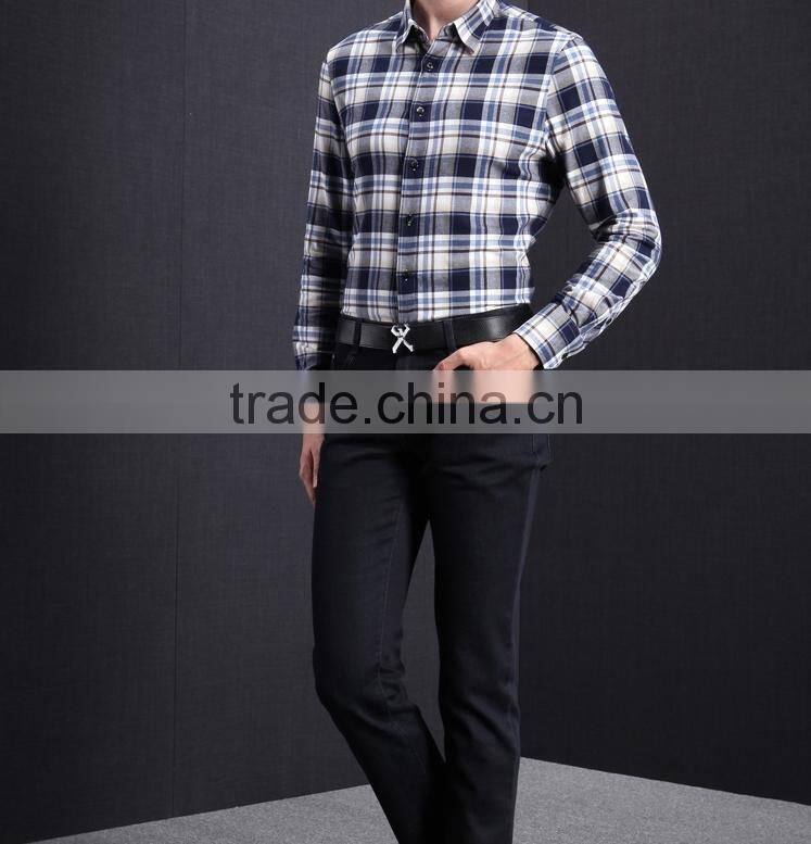 Wholesale cotton long sleeve plaid casual men shirts men clothes