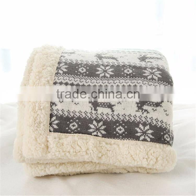 Christmas Printed Micro Mink and Solid Sherpa Baby Blanket