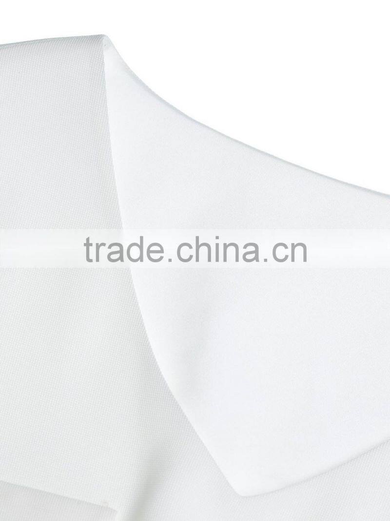 Ladies solid white color mid-long baggy dress