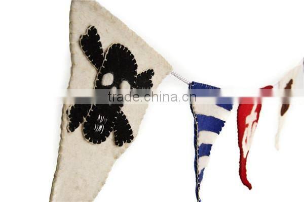 Felt So Good Jolly Roger Pirate Bunting, Nautical Garland Sea Ship Bunting