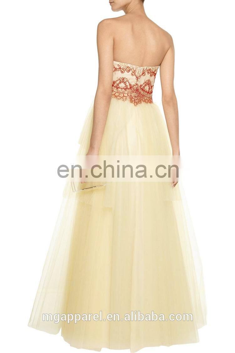 latest gown designs long prom ball tulle evening dress sexy strapless wedding bridal gown