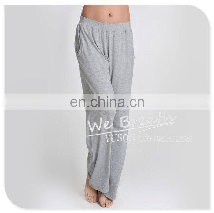 Bamboo Fiber Full Length Casual Pants Solid Colors Yoga Lounge Wear
