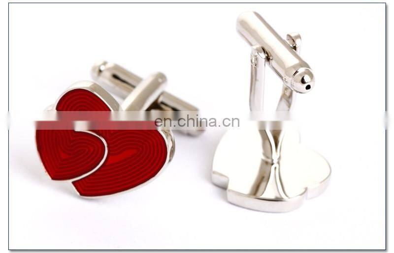 Double Red Heart Fingerprint Men Shirt Wedding Cufflinks