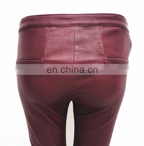 2015 elegant fashion ladies tight black stretch leather pants wholesale leather leggings