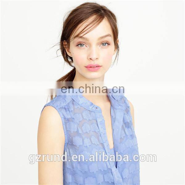 Chiffon swing print shell tops and blouse, hot sale female clothes fashion blouse collar blue