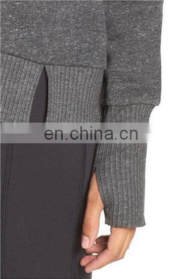 Alibaba Wholesale Ladies Soft Cotton-Infused Pullover Long Sleeves with Thumbholes Cuffs High Funnel Neck Sweatshirt for Women