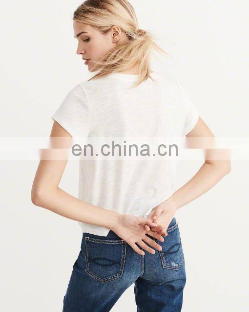 basic wear women clothing print logo short sleeve t shirt comfortable 100%cotton t shirt for girls